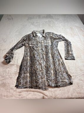 NWT Camille & Co Snakeskin Tunic Dress Button Down Shirt Women Plus 1X Python